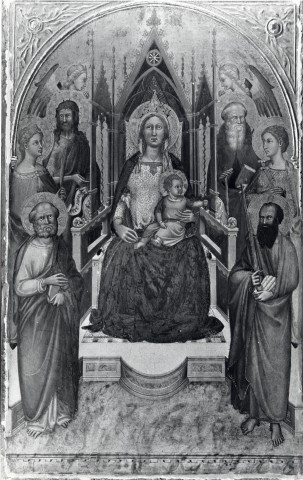 Anonimo — Nicolò di Buonaccorso - sec. XIV - Madonna con Bambino in trono, angeli e santi — insieme